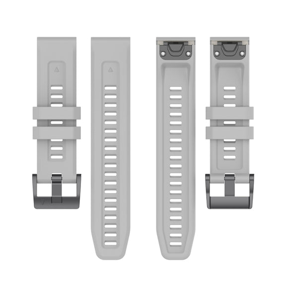Compatible with Garmin Instinct 2 / Instinct Solid Color Black Buckle Silicone Quick Release Watch Band(Gray)