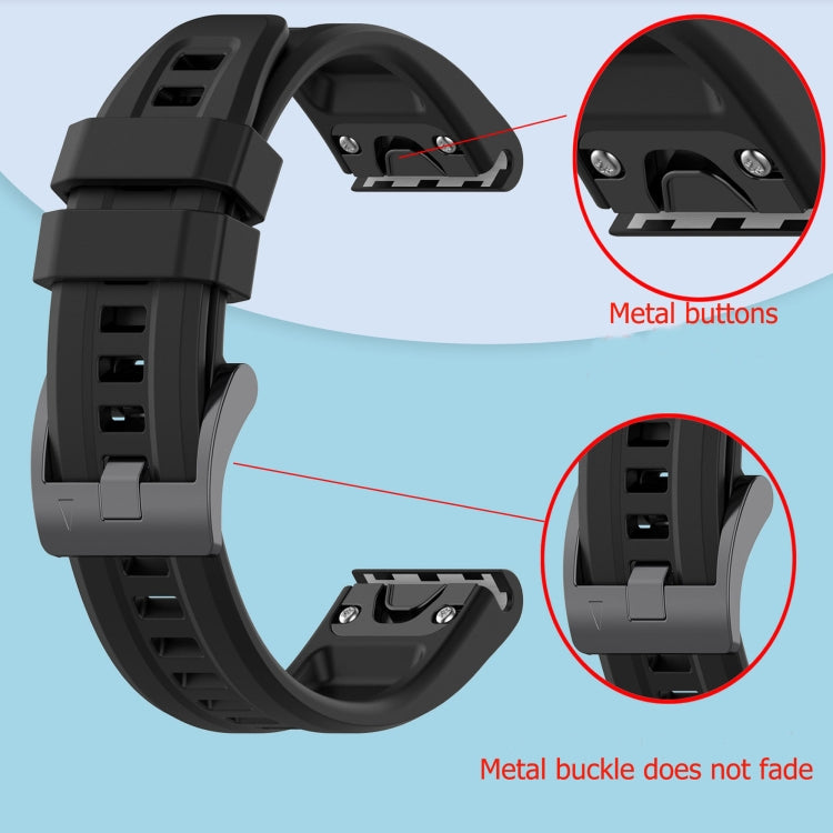 Compatible with Garmin Instinct 2 / Instinct Solid Color Black Buckle Silicone Quick Release Watch Band(Gray)