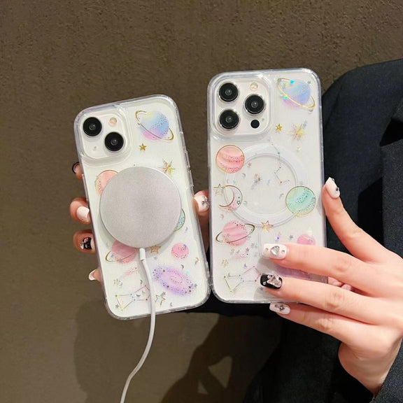 For iPhone 13 Pro Max Cosmic Star MagSafe TPU Phone Case(Transparent)