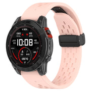 Compatible with Garmin Descent MK3i 43mm 20mm Holes Magnetic Folding Buckle Silicone Watch Band(Pink)