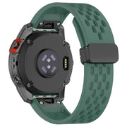 Compatible with Garmin Descent G1 22mm Holes Magnetic Folding Buckle Silicone Watch Band(Dark Green)