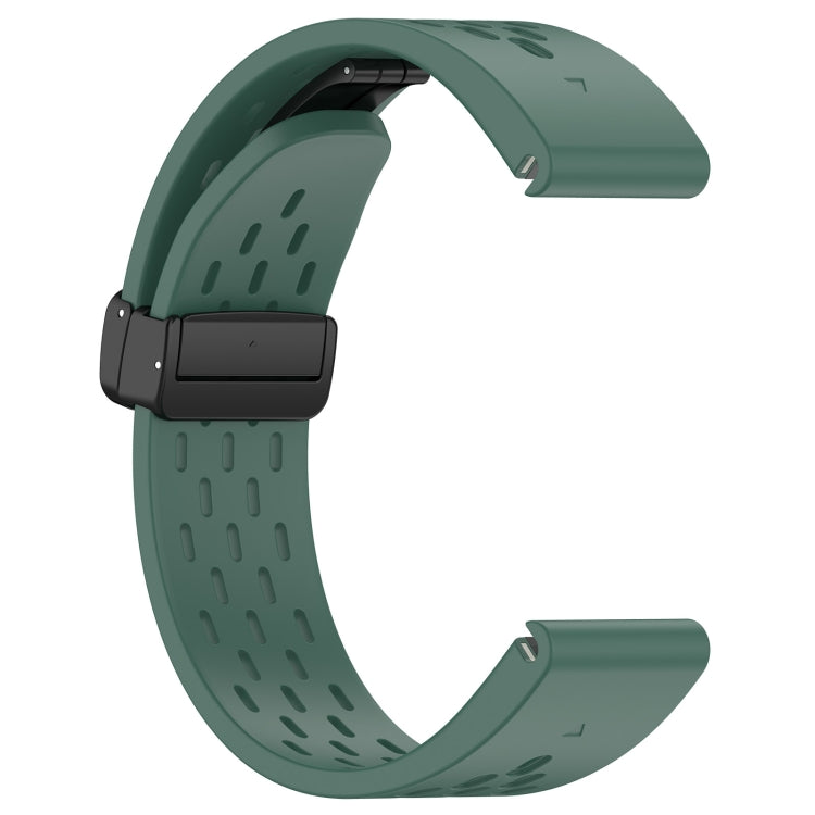 Compatible with Garmin Descent G1 22mm Holes Magnetic Folding Buckle Silicone Watch Band(Dark Green)