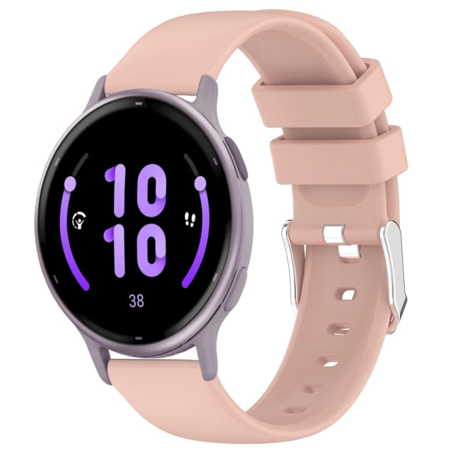 Compatible with Garmin Vivoactive 5 20mm Smooth Solid Color Silicone Watch Band(Pink)