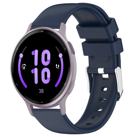Compatible with Garmin Vivoactive 5 20mm Smooth Solid Color Silicone Watch Band(Midnight Blue)