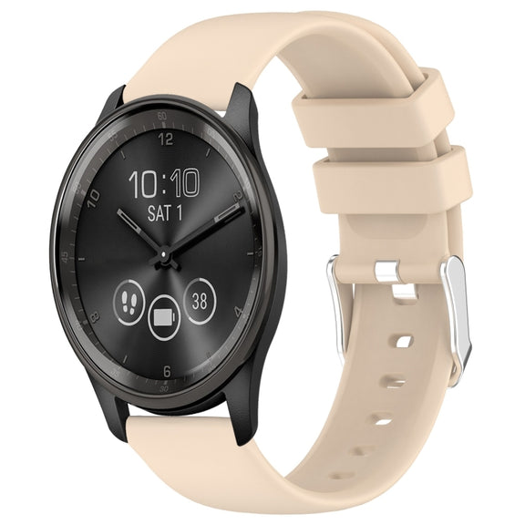 Compatible with Garmin Move Trend 20mm Smooth Solid Color Silicone Watch Band(Beige)