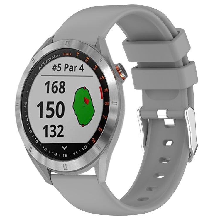 Compatible with Garmin Approach S40 20mm Smooth Solid Color Silicone Watch Band(Grey)