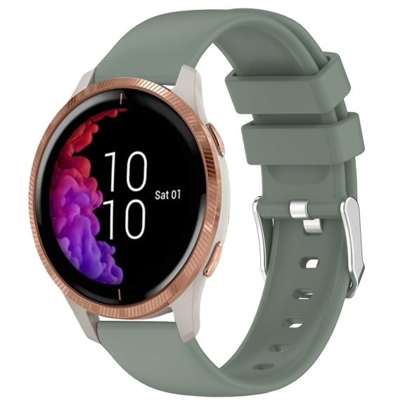 Compatible with Garmin Venu 20mm Smooth Solid Color Silicone Watch Band(Olive Green)