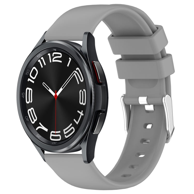 For Samsung Galaxy Watch 6 Classic 47mm 20mm Smooth Solid Color Silicone Watch Band(Grey) - Watch Bands by PMC TechLife | Online Shopping South Africa | PMC TechLife | Buy Now Pay Later Mobicred