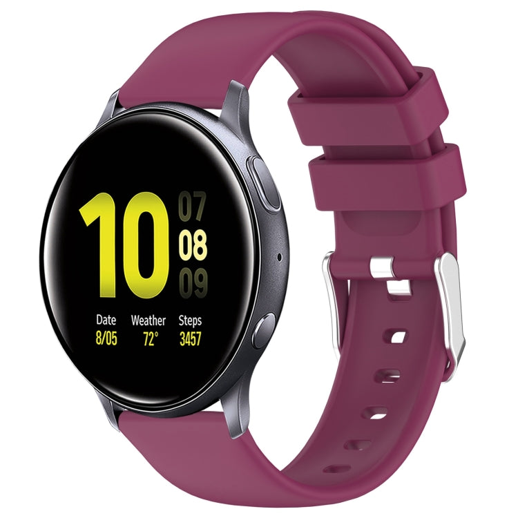 For Samsung Galaxy Watch Active 2 40mm 20mm Smooth Solid Color Silicone Watch Band(Burgundy) - free shipping - PMC TechLife - Order now!