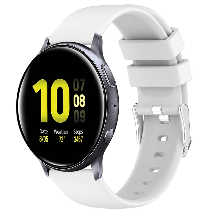 For Samsung Galaxy Watch Active 2 44mm 20mm Smooth Solid Color Silicone Watch Band(White) - Watch Bands by PMC TechLife | Online Shopping South Africa | PMC TechLife | Buy Now Pay Later Mobicred