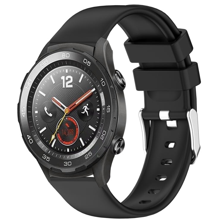 For Huawei Watch 2 20mm Smooth Solid Color Silicone Watch Band(Black) - Watch Bands by PMC TechLife | Online Shopping South Africa | PMC TechLife | Buy Now Pay Later Mobicred
