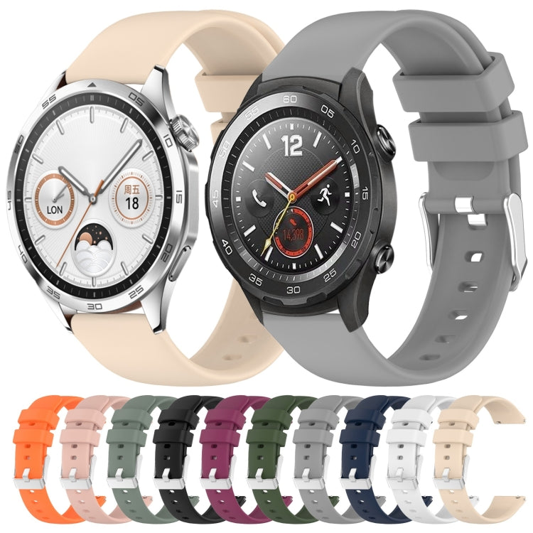For Huawei Watch GT2 42mm 20mm Smooth Solid Color Silicone Watch Band(Grey) - Watch Bands by PMC TechLife | Online Shopping South Africa | PMC TechLife | Buy Now Pay Later Mobicred