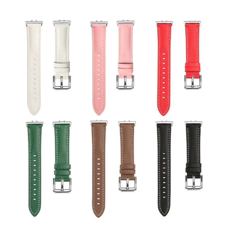 For Samsung Galaxy Watch Fit 3 Leather Sewing Thread Pin Buckle Watch Band(Pink) - free shipping - PMC TechLife - Order now!