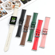 For Samsung Galaxy Watch Fit 3 Leather Sewing Thread Pin Buckle Watch Band(Pink)
