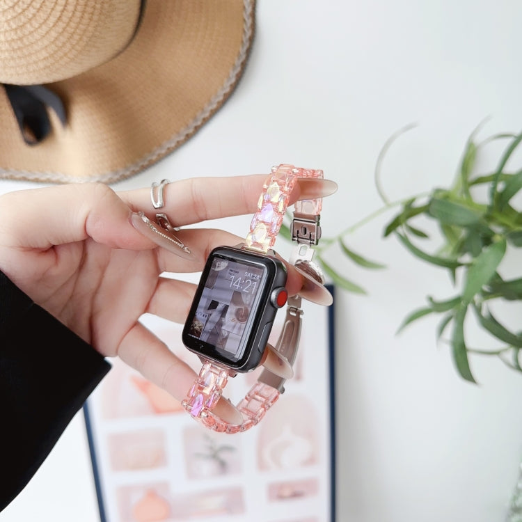 For Apple Watch SE 2023 44mm Laser PC Colorful 12mm Slim Watch Band(Pink) - Watch Bands by PMC TechLife | Online Shopping South Africa | PMC TechLife