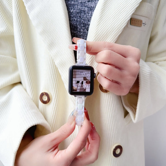 For Apple Watch Series 3 42mm Laser PC Colorful 12mm Slim Watch Band(White)