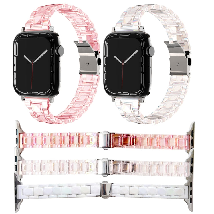 For Apple Watch Series 7 41mm Laser PC Colorful 12mm Slim Watch Band(White)