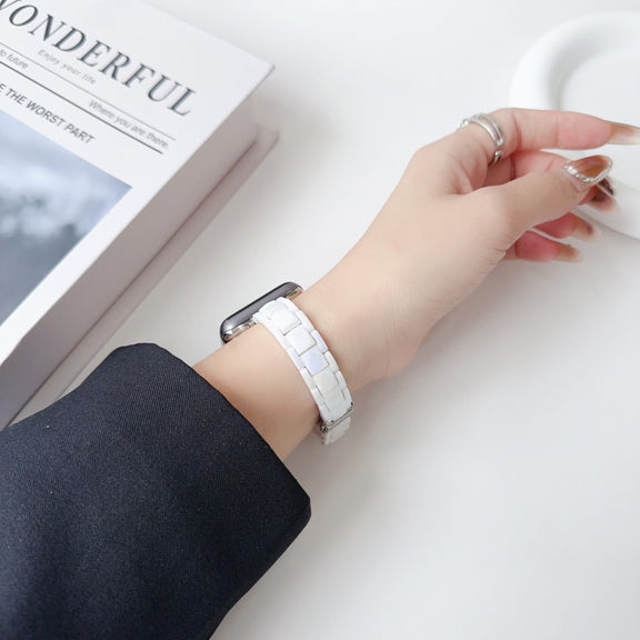 For Apple Watch Series 9 41mm Laser PC Colorful 12mm Slim Watch Band(White)