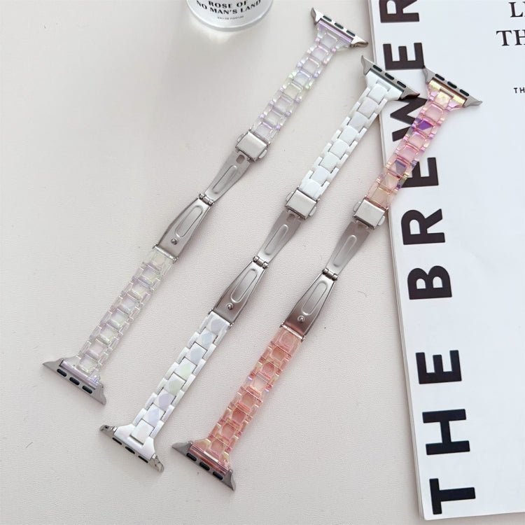 For Apple Watch Series 6 44mm Laser PC Colorful 20mm Slim Watch Band(White)