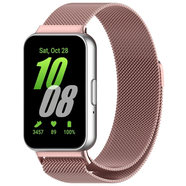 For Samsung Galaxy Fit 3 Milanese Metal Steel Mesh Watch Band(Pink)