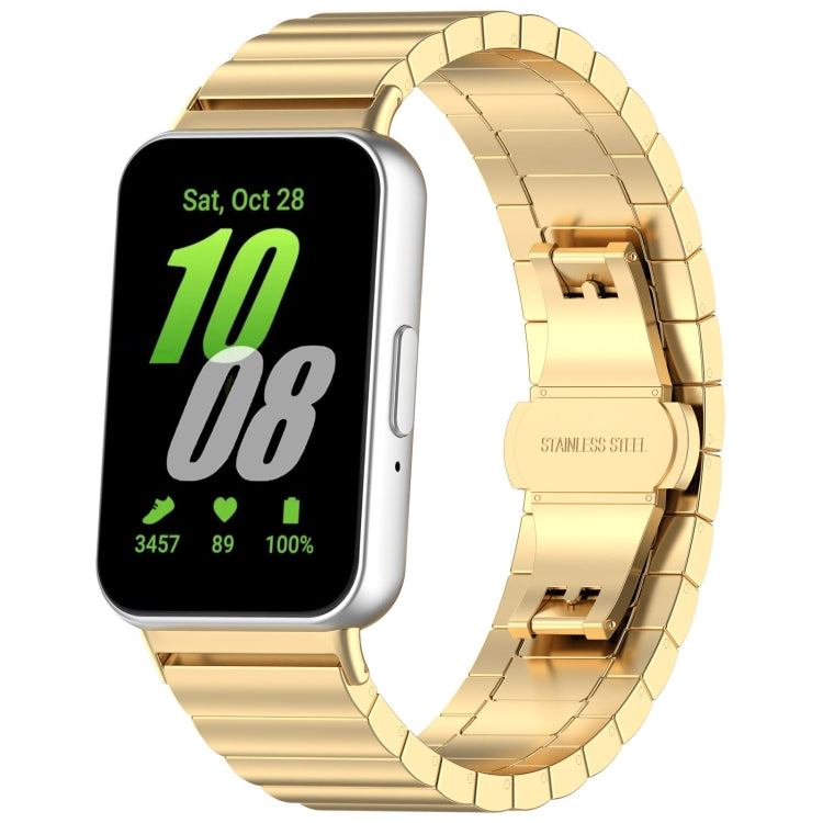 For Samsung Galaxy Fit 3 SM-R390 One Bead Stainless Steel Metal Watch Band(Gold) - Watch Bands by PMC TechLife | Online Shopping South Africa | PMC TechLife