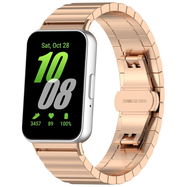For Samsung Galaxy Fit 3 SM-R390 One Bead Stainless Steel Metal Watch Band(Rose Gold) - Watch Bands by PMC TechLife | Online Shopping South Africa | PMC TechLife