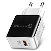1USB QC 3.0 Wire Drawing Quick Charger EU Plug(black)