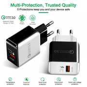 1USB QC 3.0 Wire Drawing Quick Charger EU Plug(black)