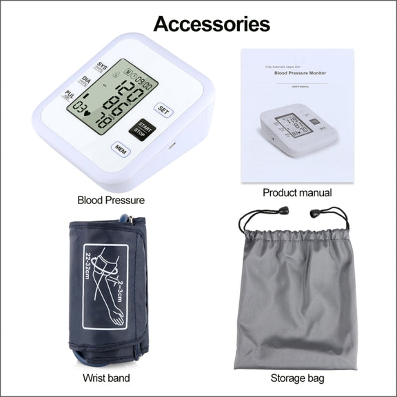 RZ205 Blood Pressures Automatic Digital Upper Arm Heart Beat Rate Pulse Monitor Meter Tonometer Equipment Sphygmomanometer