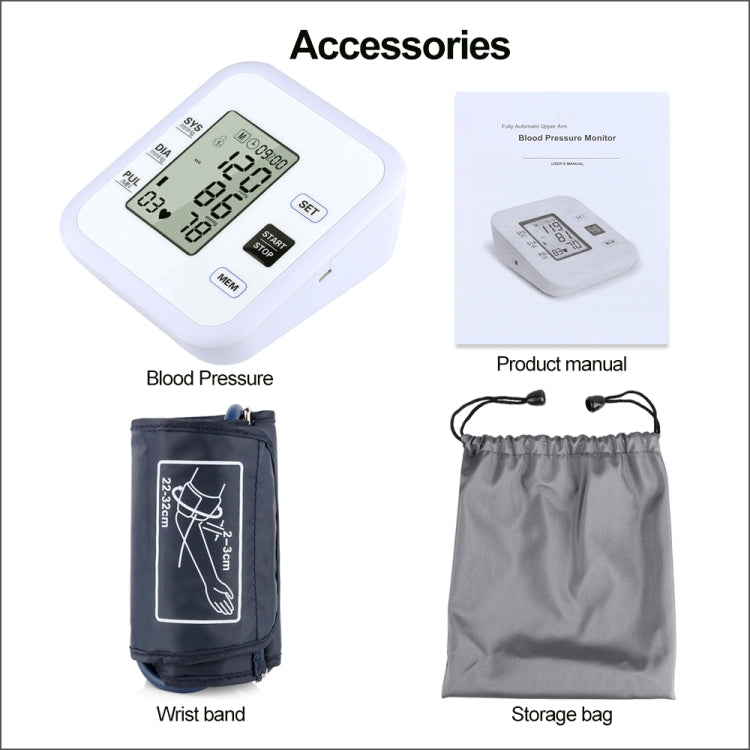 RZ205 Blood Pressures Automatic Digital Upper Arm Heart Beat Rate Pulse Monitor Meter Tonometer Equipment Sphygmomanometer