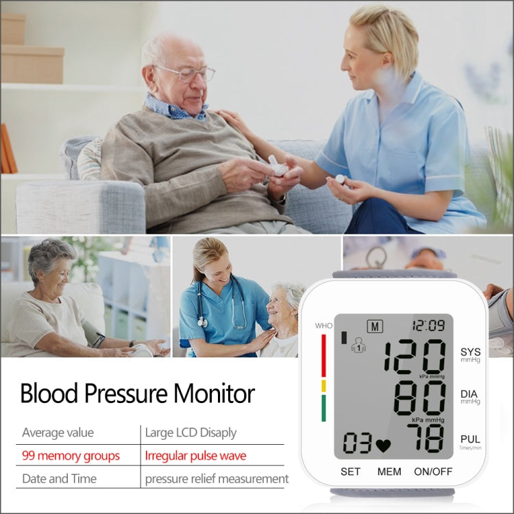 RZ204 Automatic Digital Wrist Cuff Blood Pressure Monitor Heart Beat LCD Digital Wrist Watch - Sphygmomanometer by PMC TechLife | Online Shopping South Africa | PMC TechLife