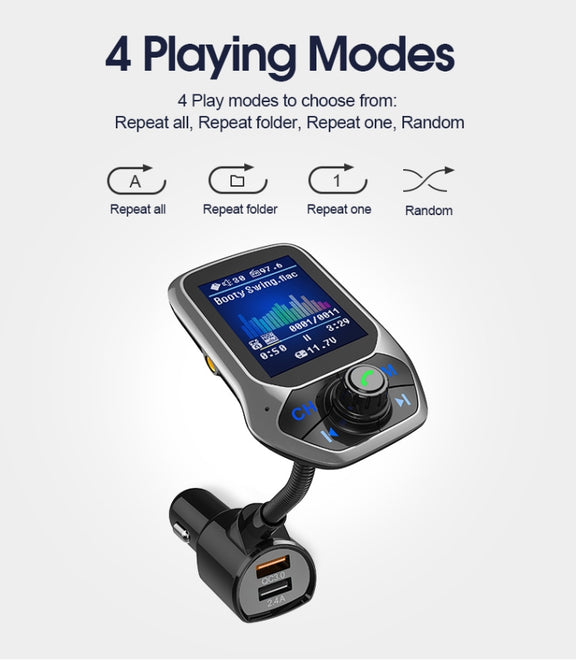 T43 Car Bluetooth Mp3 Multi-function Large Color Screen QC3.0 Bluetooth Car Charge Lossless Car Bluetooth Player