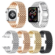 Dragon Grain Solid Stainless Steel Wrist Strap Watch Band for Apple Watch Series 3 & 2 & 1 38mm(Gold)