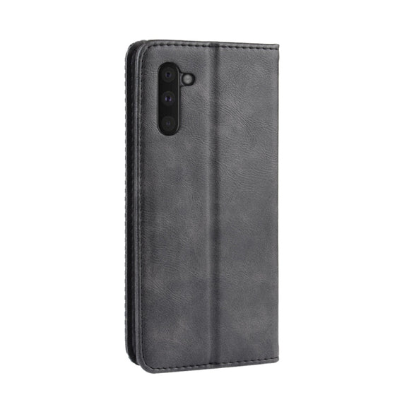 Magnetic Buckle Retro Crazy Horse Texture Horizontal Flip Leather Case for Galaxy Note 10 , with Holder & Card Slots & Photo Frame(Black)