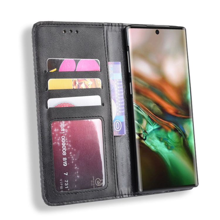 Magnetic Buckle Retro Crazy Horse Texture Horizontal Flip Leather Case for Galaxy Note 10 , with Holder & Card Slots & Photo Frame(Black)