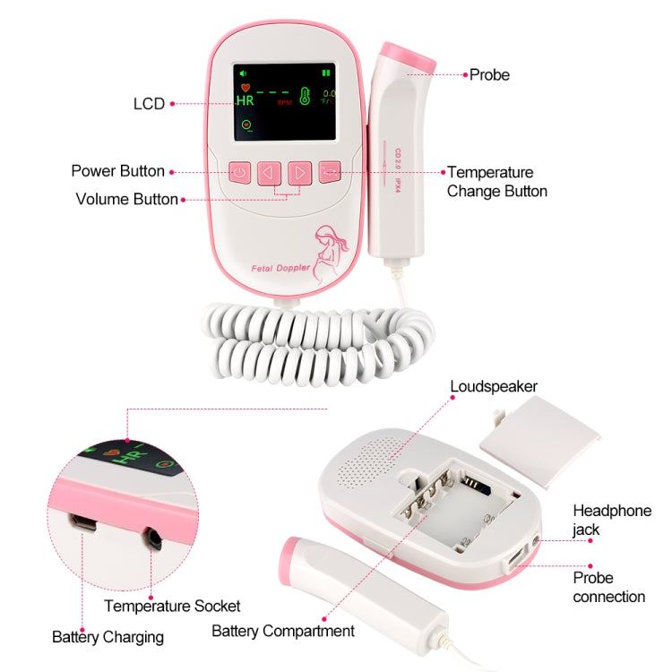 FD20P Fetal Doppler Ultrasound Baby Heartbeat Detector Monitor - Heart Rate Monitoring by PMC TechLife | Online Shopping South Africa | PMC TechLife