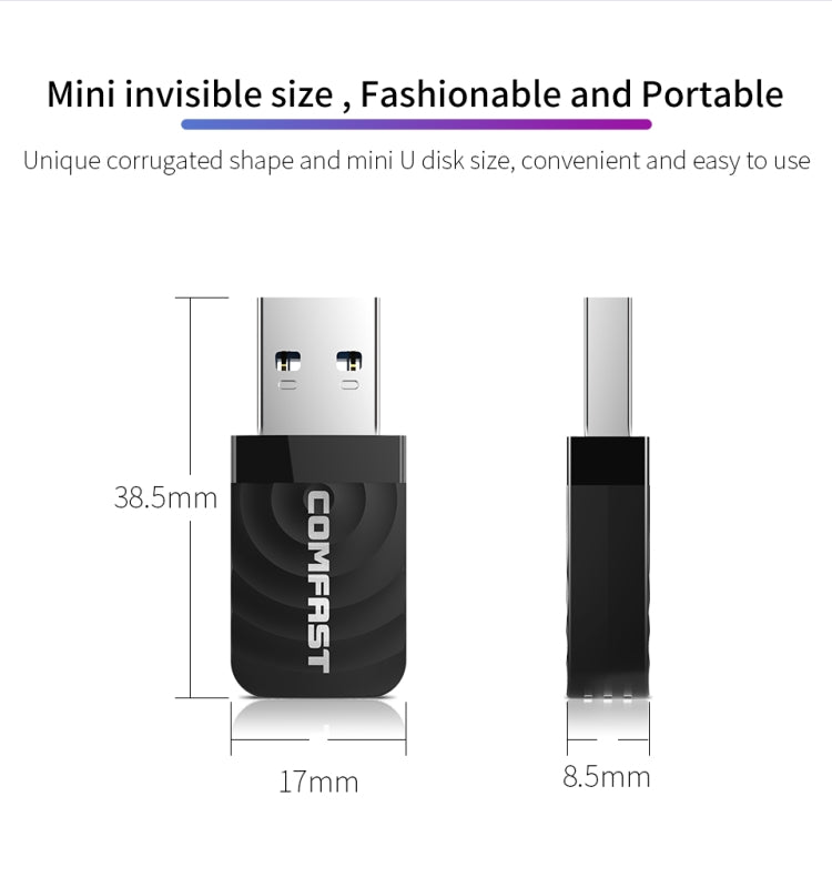 COMFAST CF-812AC 1300 Mbps Dual Band Mini USB WiFi Adapter - free shipping - PMC Jewellery - Order now!