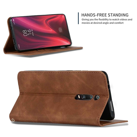 Retro Skin Feel Business Magnetic Horizontal Flip Leather Case for Xiaomi Mi 9T  / Mi 9T Pro / Redmi K20  /  K20 Pro(Brown)