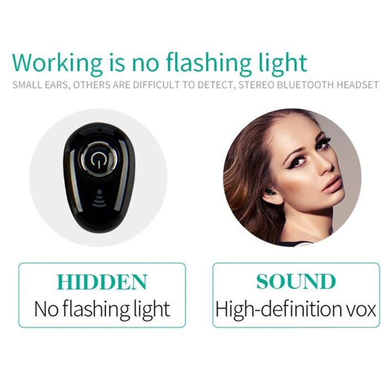 S650 Second GenerationMini Invisible Bluetooth Earphone with Microphone (Black)