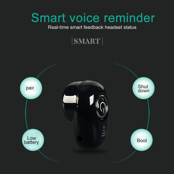 S650 Second GenerationMini Invisible Bluetooth Earphone with Microphone (Black)