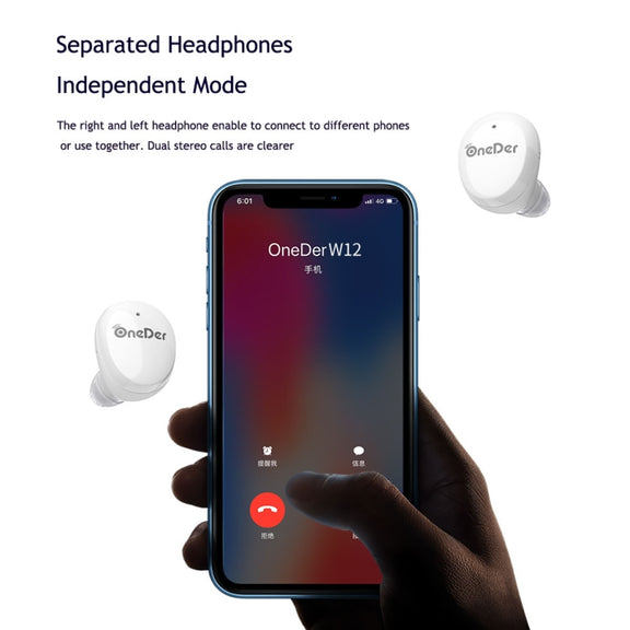 OneDer W12 Wireless Earphone with Water-resistant IPX5 HD Stereo Sound TWS Bluetooth Earphone(Red)