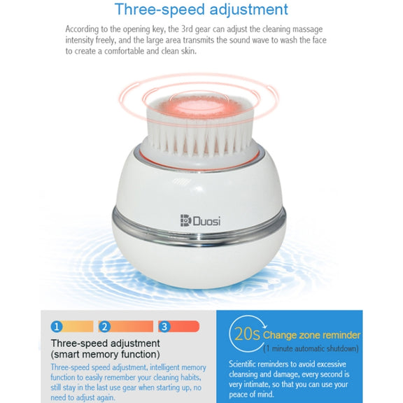 Duosi DY-103 USB Rechargeble Electric Facial Cleansing Brush Water-resistant Face Deep Pore Cleaning Massager Exfoliator Oil Dirt Blackhead Remove