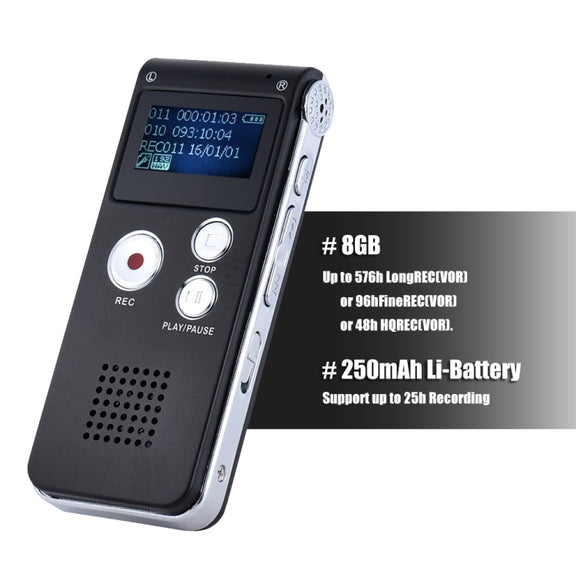SK-012 8GB Voice Recorder USB Professional Dictaphone  Digital Audio With WAV MP3 Player VAR   Function Record(Grey)