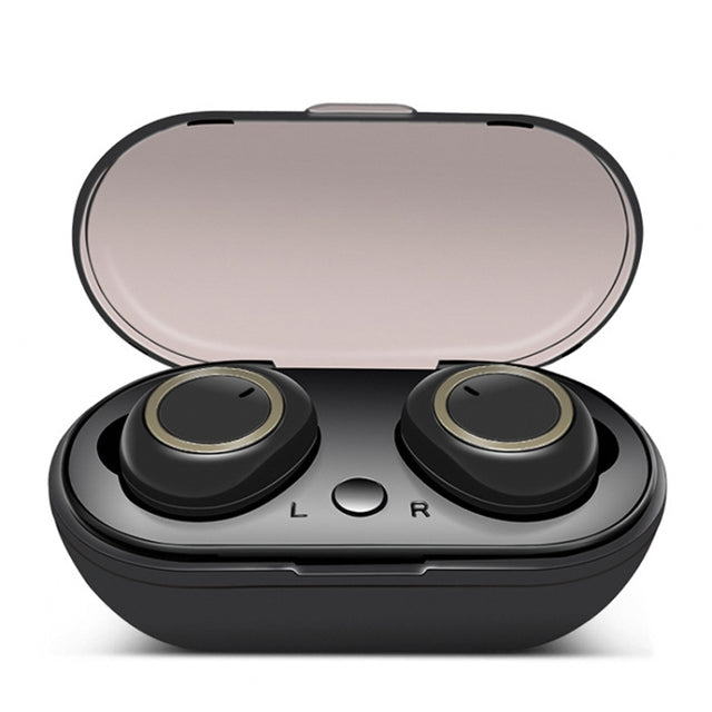 TWS-A1 TWS Bluetooth 5.0 Mini Invisible Sports Music Earphone with Charging Box & Microphone (Black)