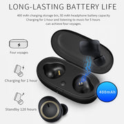 TWS-A1 TWS Bluetooth 5.0 Mini Invisible Sports Music Earphone with Charging Box & Microphone (White)