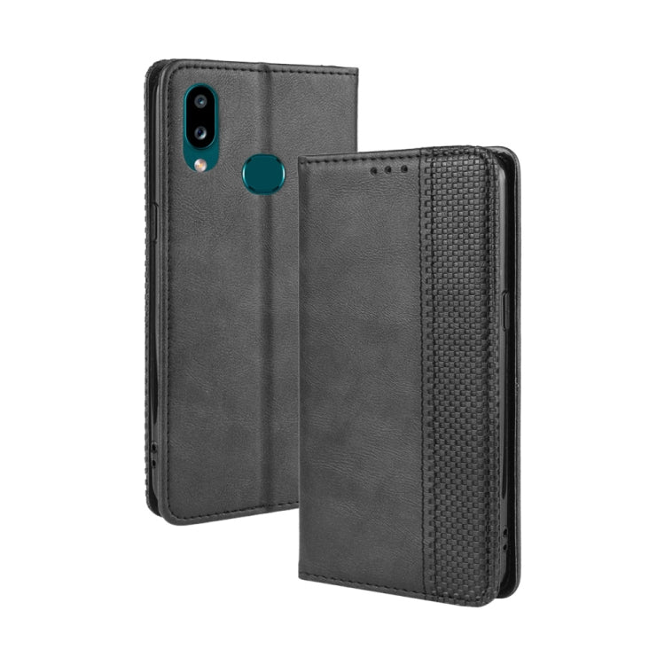 For Galaxy A10s Magnetic Buckle Retro Crazy Horse Texture Horizontal Flip Leather Case with Holder & Card Slots & Photo Frame(Black) - free shipping - PMC TechLife - Order now!