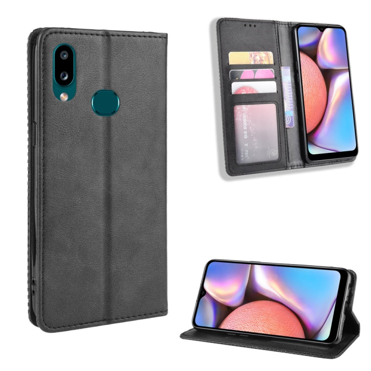 For Galaxy A10s Magnetic Buckle Retro Crazy Horse Texture Horizontal Flip Leather Case with Holder & Card Slots & Photo Frame(Black) - free shipping - PMC TechLife - Order now!