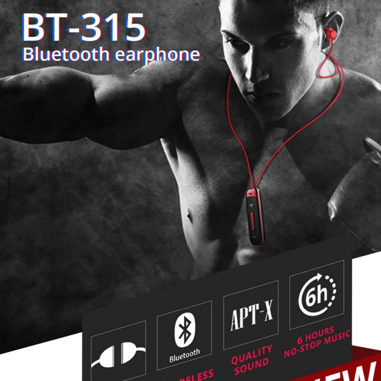 BT315 Sport Bluetooth Headset Wireless Stereo Earphone Bluetooth 4.1 Earpiece With Mic Sport Bass Magnetic Necklace Earpiece(Black) - Sport Earphone by PMC TechLife | Online Shopping South Africa | PMC TechLife