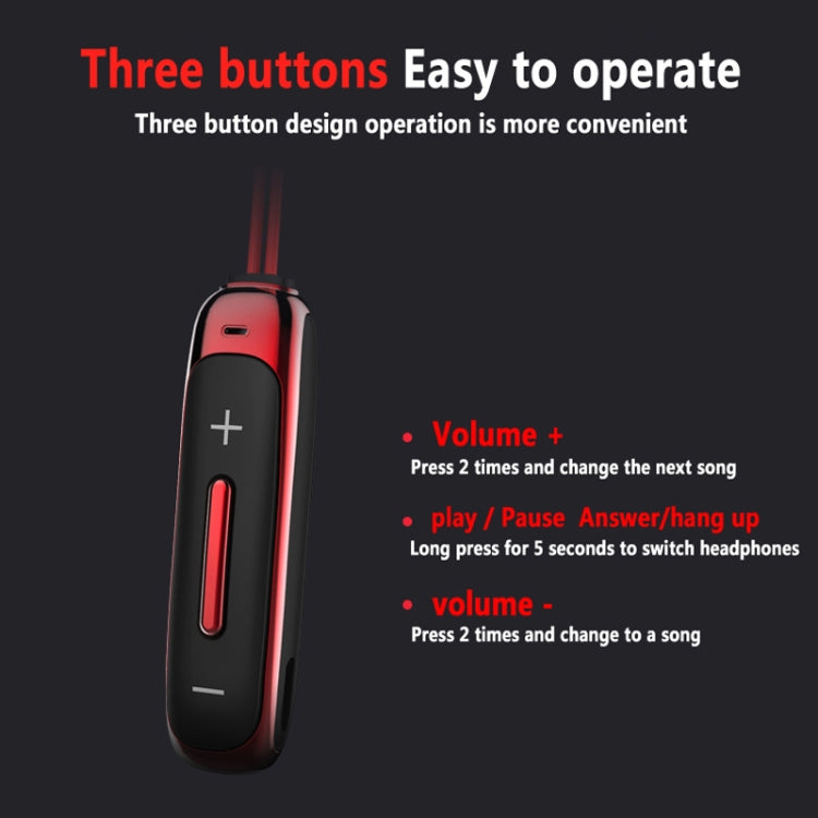 BT315 Sport Bluetooth Headset Wireless Stereo Earphone Bluetooth 4.1 Earpiece With Mic Sport Bass Magnetic Necklace Earpiece(Red) - Sport Earphone by PMC TechLife | Online Shopping South Africa | PMC TechLife