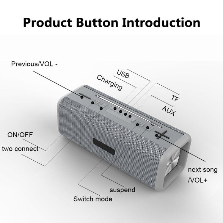 T9 Wireless Bluetooth 4.2 Speaker 10W Portable Sound Box FM Digital Radio 3D Surround Stereo, Support Handsfree & TF & AUX(Gray) - Desktop Speaker by PMC TechLife | Online Shopping South Africa | PMC TechLife